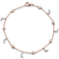<span>DIAMOND  CLOSEOUT! </span> .34ct 14k Rose Gold Diamond Dangling Crescent Moon Charm Bracelet 6.5"