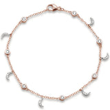 <span>¡OFERTA ESPECIAL DE DIAMANTES! </span> Pulsera con colgante de luna creciente de diamantes de 0,34 ct en oro rosa de 14k de 6,5"