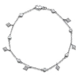 <span>DIAMOND CLOSEOUT! </span> .36ct 14k White Gold Diamond Charm Dangling Diamond Bracelet 6.5" Long