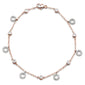 <span>DIAMOND  CLOSEOUT! </span> .50ct 14k Rose Gold Diamond Charm Dangling Circle Bracelet 6.5" Long