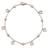 .50ct 14k Rose Gold Diamond Charm Dangling Circle Bracelet 6.5" Long