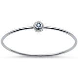 <span>GEMSTONE CLOSEOUT </span>! .42cts 14k White Gold Round Blue Sapphire & Diamond Bangle Wrist Size 7"