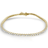 3.01ct 14KT Yellow Gold Diamond Tennis Bracelet 7" Long