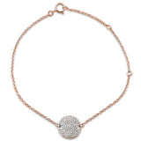 .17ct 14kt Rose Gold Diamond Round Micro Pave Circle Bracelet 7"