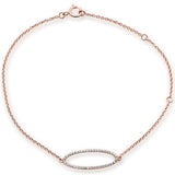 .10ct 14kt Rose Gold Diamond Trendy Oval Shape Bracelet 7" Long Adj