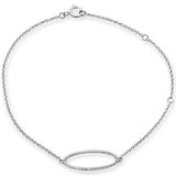 <span>DIAMOND CLOSEOUT! </span>.09ct 14kt White Gold Diamond Trendy Oval Shape Bracelet 7" Long Adj