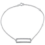 .10ct 14kt White Gold Diamond Trendy Bar Bracelet 7" Long Adj