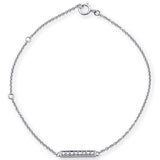 .07ct 14kt White Gold Diamond Trendy Bar Bracelet 7" Long Adj