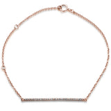 <span>DIAMOND CLOSEOUT! </span>.07ct 14kt Rose Gold Diamond Trendy Bar Bracelet 7" Long Adj