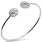 .50ct 14k White Gold Diamond Flower Bangle Bracelet 7.25"