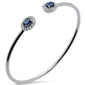<span>GEMSTONE CLOSEOUT </span>! 1.69ct 14k White Gold Diamond & Blue Sapphire Open Bangle Bracelet 7.25"