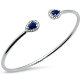 <span style="color:purple">SPECIAL!</span> 1.54ct 14K White Gold Blue Sapphire & Diamond Open Bangle 7.25"