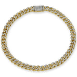 <span style="color:purple">SPECIAL!</span>4MM 0.82ct 14K Yellow Gold Diamond Round Cuban Bracelet 8"
