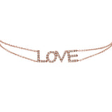 <span>¡LIQUIDACIÓN DE DIAMANTES! </span>Pulsera de diamantes de oro rosa de 14 quilates con diseño de corazón y script "Love" de 0.19 ct y 7"