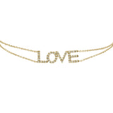 .19ct 14KT Yellow Gold Love Script Heart Diamond Bracelet 7"