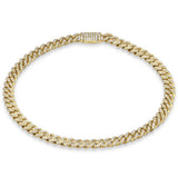 <span style="color:purple">SPECIAL!</span>6mm .84ct G SI 14K Yellow Gold Diamond Round Cuban Link Bracelet 7"