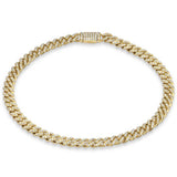 <span style="color:purple">SPECIAL!</span> 5mm .68ct G SI 14K Yellow Gold Diamond Round Cuban Bracelet 7"