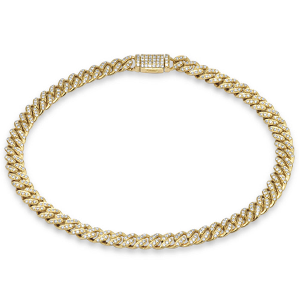 <span style="color:purple">SPECIAL!</span> 5mm 0.78ct G SI 14K Yellow Gold Diamond Round Cuban Bracelet 8"