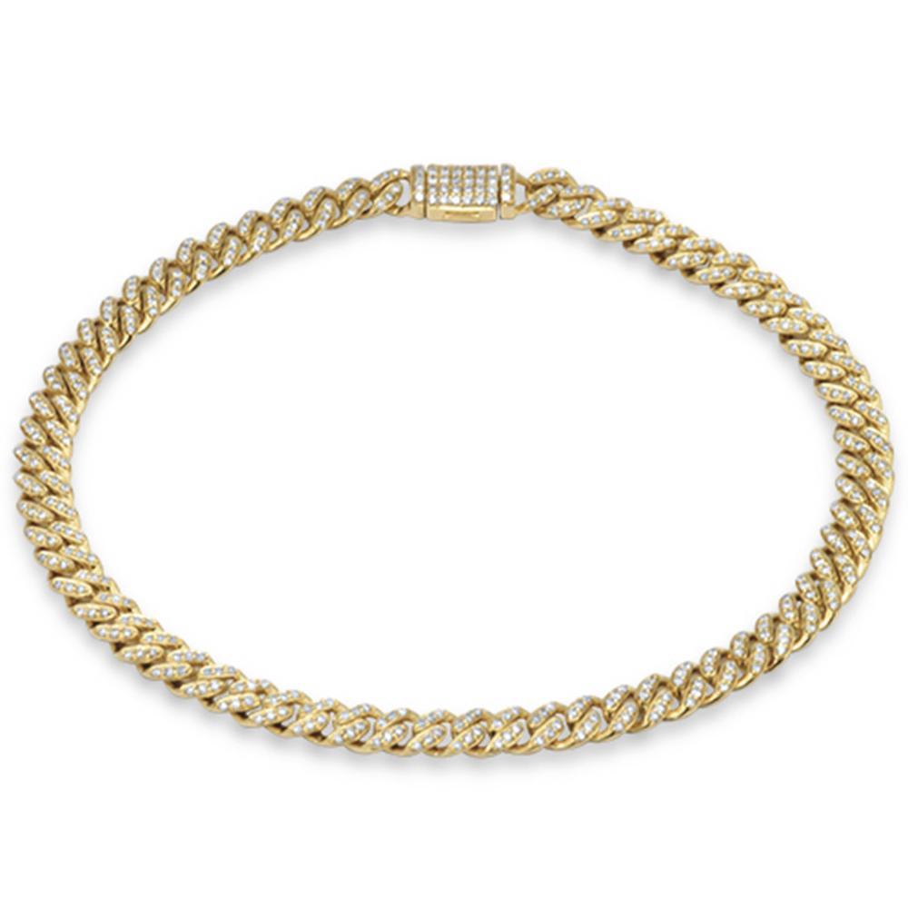 5mm .57ct G SI 14K Yellow Gold Diamond Round Cuban Bracelet 6.5"