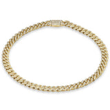 <span style="color:purple">SPECIAL!</span> 5mm 0.68ct G SI 14K Yellow Gold Diamond Round Cuban Bracelet 7"