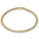 <span style="color:purple">SPECIAL!</span> 5mm .74ct G SI 14K Yellow Gold Diamond Round Cuban Bracelet 8"