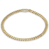 <span style="color:purple">SPECIAL!</span> 5mm .64ct G SI 14K Yellow Gold Diamond Round Cuban Bracelet 8"