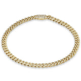 5mm .74ct G SI 14K Yellow Gold Diamond Round Cuban Bracelet 7"