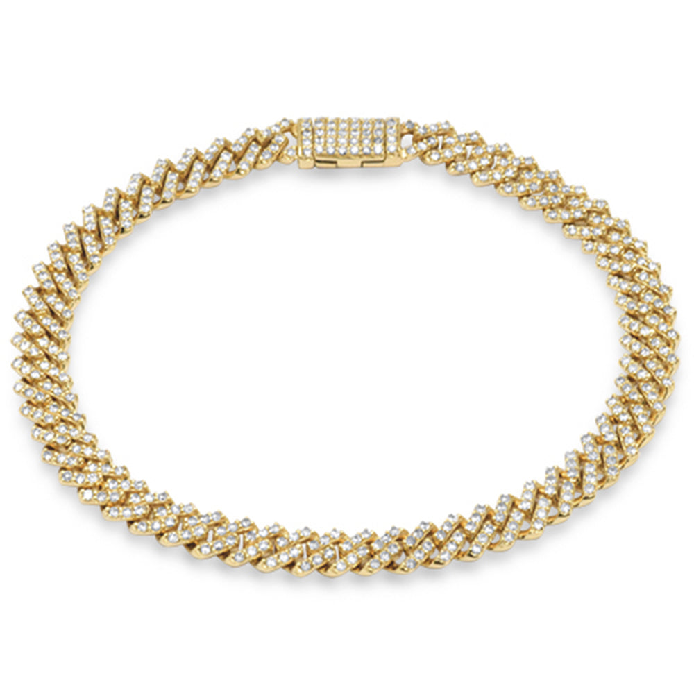 <span style="color:purple">SPECIAL!</span> 7mm 4.54ct G SI 14K Yellow Gold Diamond Micro Pave Cuban Square Link Bracelet 8"
