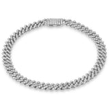 <span>¡OFERTA DE LIQUIDACIÓN DE DIAMANTES! </span> Pulsera de eslabones cuadrados cubanos de micro pavé de diamantes de oro blanco de 14K, 7 mm, 4,42 ct G SI, 21,59 cm