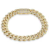 11mm 5.66ct G SI 14K Yellow Gold Diamond Round Cuban Bracelet 8.5"