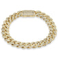 <span style="color:purple">SPECIAL!</span>11mm 5.69ct G SI 14K Yellow Gold Diamond Micro Pave Round Cuban Link Bracelet 8"