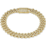 11mm 5.76ct G SI 14K Yellow Gold Diamond Square Cuban Bracelet 8"
