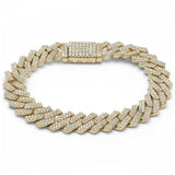13MM 8.25ct G SI 14K Yellow Gold Diamond Square Cuban Bracelet 8"