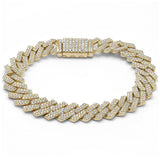<span>¡LIQUIDACIÓN DE DIAMANTES! </span> Pulsera de oro amarillo de 14 quilates con diamantes talla cuadrada, eslabón cubano, 13 mm, 9,32 ct G SI, 9"