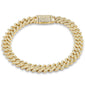 <span style="color:purple">SPECIAL!</span> 9MM 3.99ct G SI 14K Yellow Gold Diamond Square Cuban Bracelet 8"