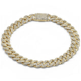 <span style="color:purple">SPECIAL!</span> 9MM 3.25ct G SI 14K Yellow Gold Diamond Micro Pave Iced Out Round Cuban Link Bracelet 8"