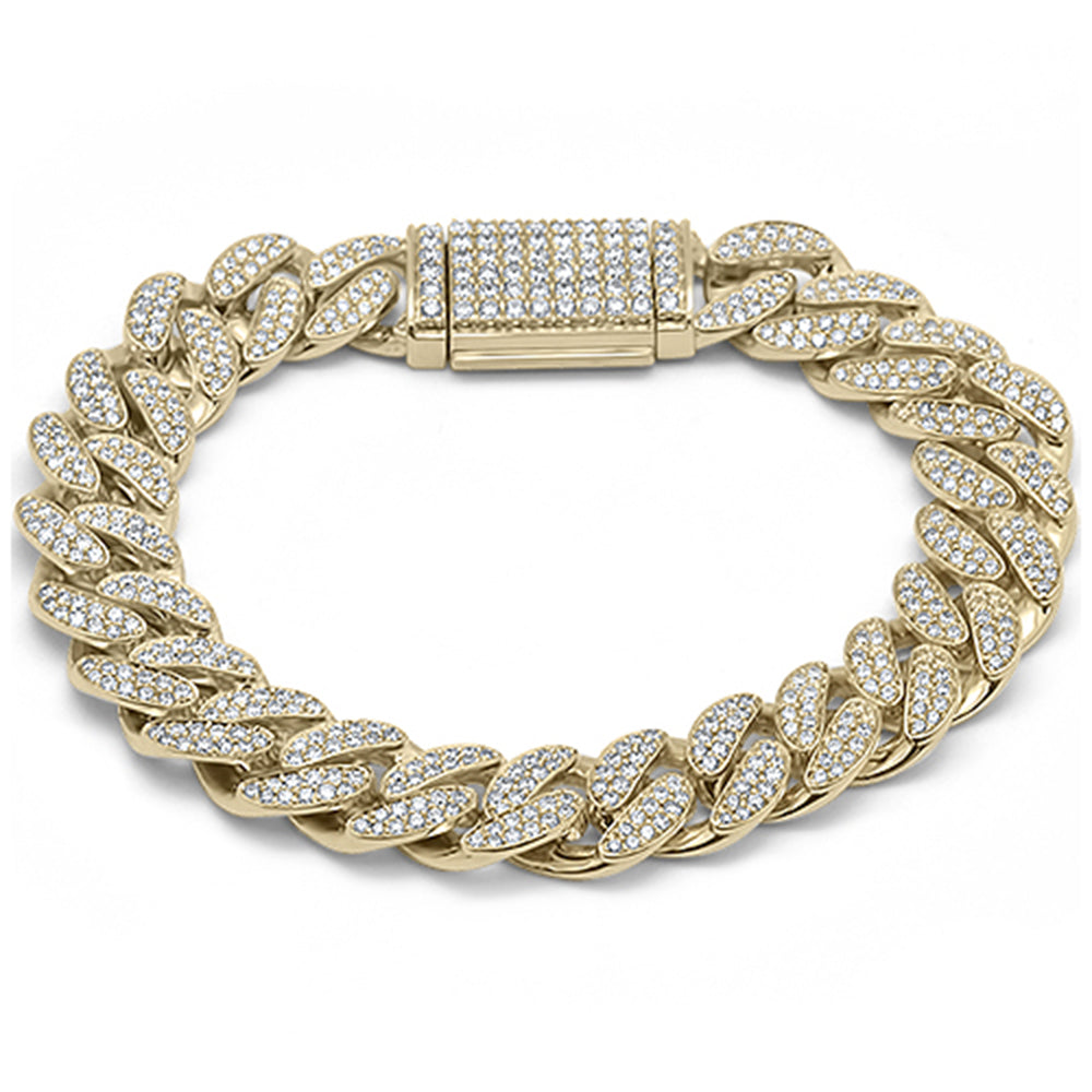 <span style="color:purple">SPECIAL!</span> 15MM 8.87ct G SI 14K Yellow Gold Diamond Round Cuban Link Bracelet 8.5" Long