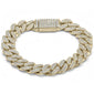 <span style="color:purple">SPECIAL!</span> 15MM 8.87ct G SI 14K Yellow Gold Diamond Round Cuban Link Bracelet 8.5" Long