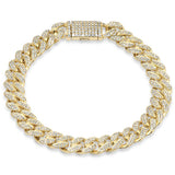 <span style="color:purple">SPECIAL!</span> 9MM 2.66ct G SI 14K Yellow Gold Diamond Round Cuban Bracelet 8"