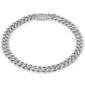 <span style="color:purple">SPECIAL!</span> 7mm 1.47ct G SI 14K White Gold Diamond Round Cuban Bracelet 7"