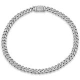 <span style="color:purple">SPECIAL!</span>4MM .82ct G SI 14K White Gold Diamond Round Cuban Bracelet 8"
