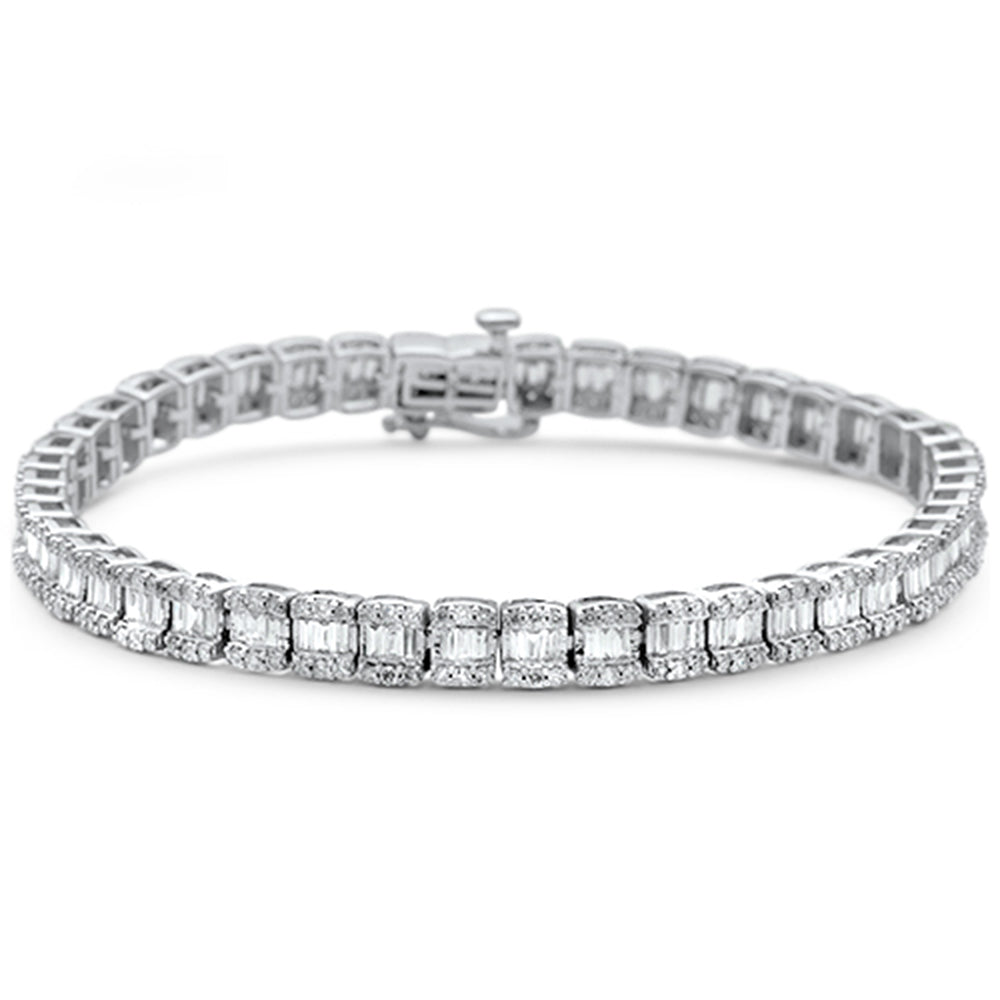<span>DIAMOND  CLOSEOUT! </span> 5.50ct G SI 14K White Gold Round & Baguette Diamond Bracelet 8"