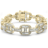 <span>DIAMOND CLOSEOUT! </span> 11.12ct G SI 14K Yellow Gold Baguette & Round Diamond Bracelet 8.5"