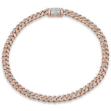 6MM .90ct G SI 14K Rose Gold Round Diamond Cuban Bracelet 8"