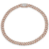 <span style="color:purple">SPECIAL!</span> 5MM .65ct G SI 14K Rose Gold Round Diamond Cuban Bracelet 7"