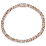 <span style="color:purple">SPECIAL!</span> 7MM 1.71ct G SI 14K Rose Gold Round Diamond Cuban Bracelet 8"