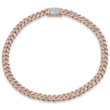 4MM .73ct G SI 14K Rose Gold Round Diamond Cuban Bracelet 7"