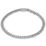 5mm .72ct G SI 14K White Gold Diamond Round Cuban Bracelet 6.5"