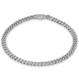 5mm .66ct G SI 14K White Gold Diamond Round Cuban Bracelet 8"