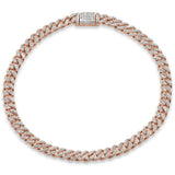 4MM 0.70ct G SI 14K Rose Gold Diamond Round Cuban Bracelet 6.5"